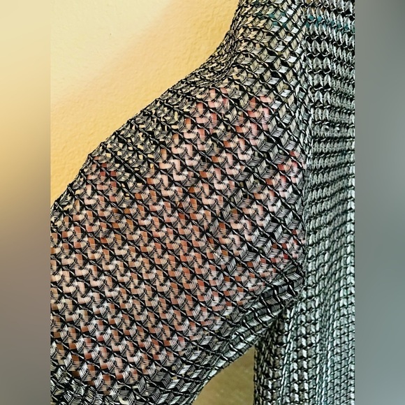 🌟HP🌟SILVER METALLIC OPEN KNIT CHAIN LOOK Vintage Pop Icon Mens Shirt Concert - Picture 5 of 12